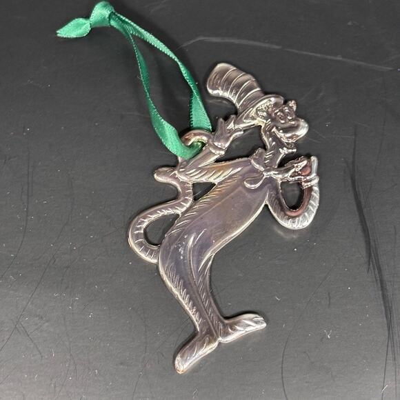 Vintage Official Dr. Seuss Cat in the Hat Silver Plated Christmas Ornament 3.5" - Picture 1 of 10